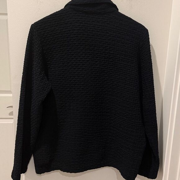 Eileen Fisher Black Oversized Textured Blazer one button closure size Small - Picture 5 of 11